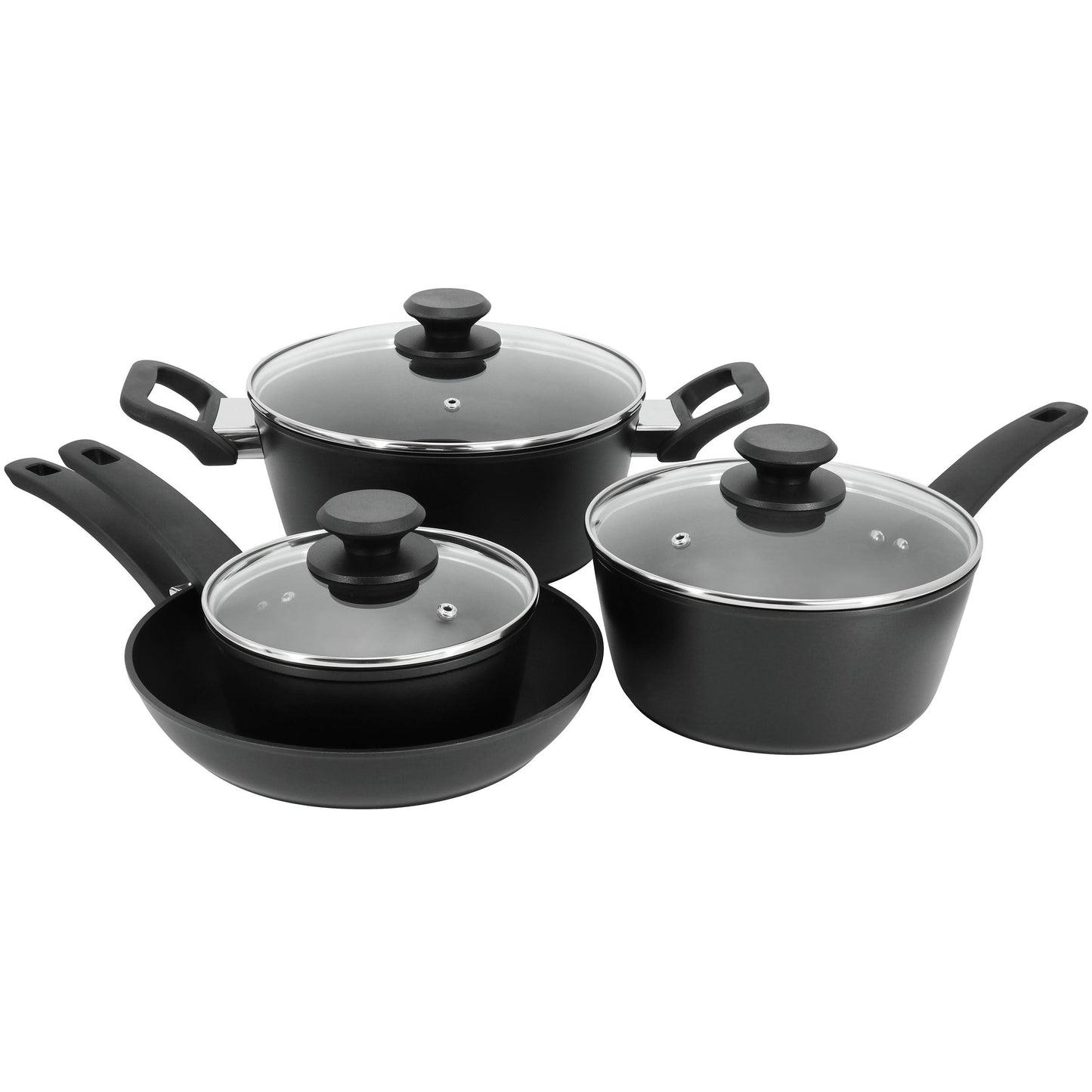 Oster Connelly 7 Piece Textured Nonstick Aluminum Cookware Set in Black LuxuryLifeWay Online Store