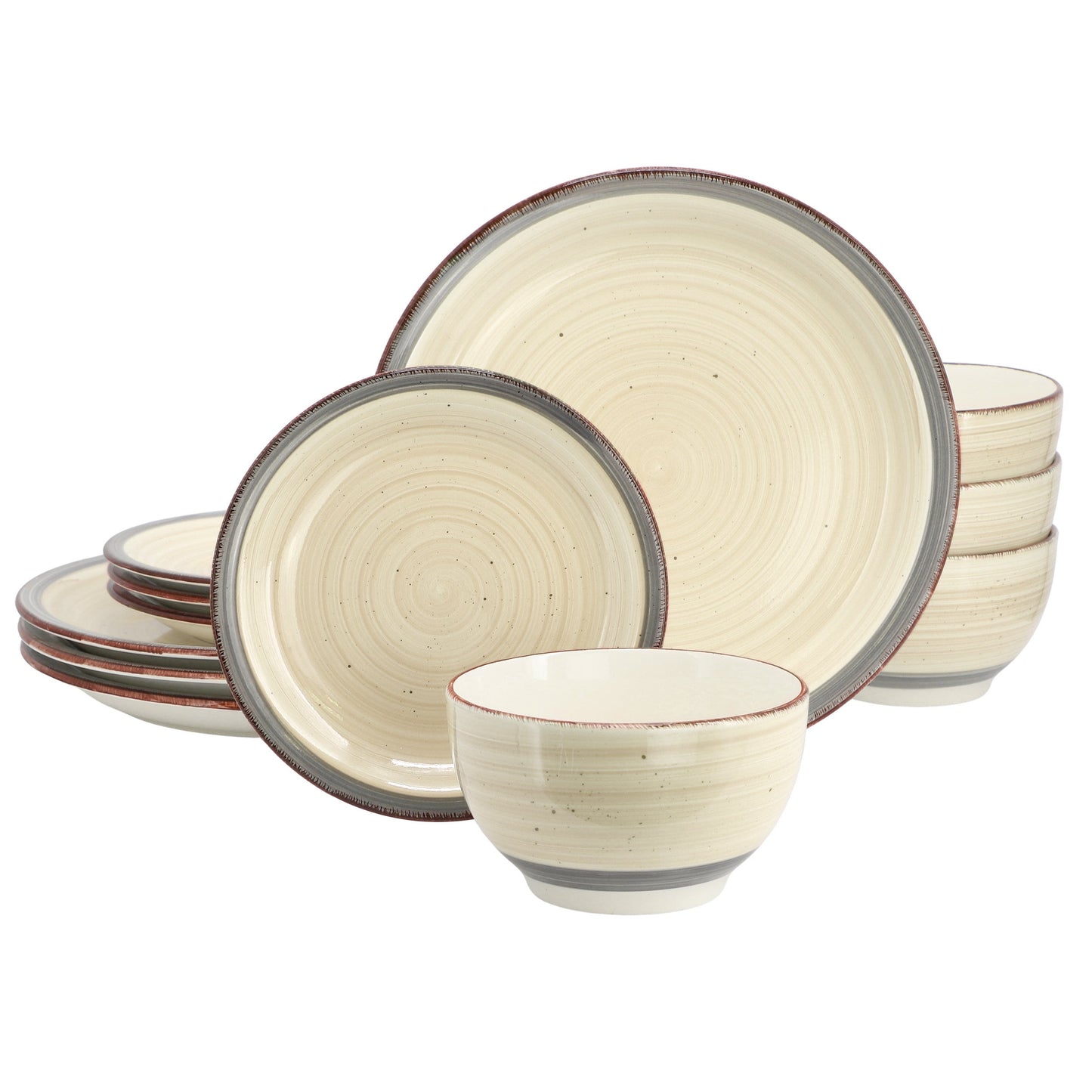 Gibson Home Holcomb 12 Piece Ceramic Dinnerware Set in Beige LuxuryLifeWay Online Store