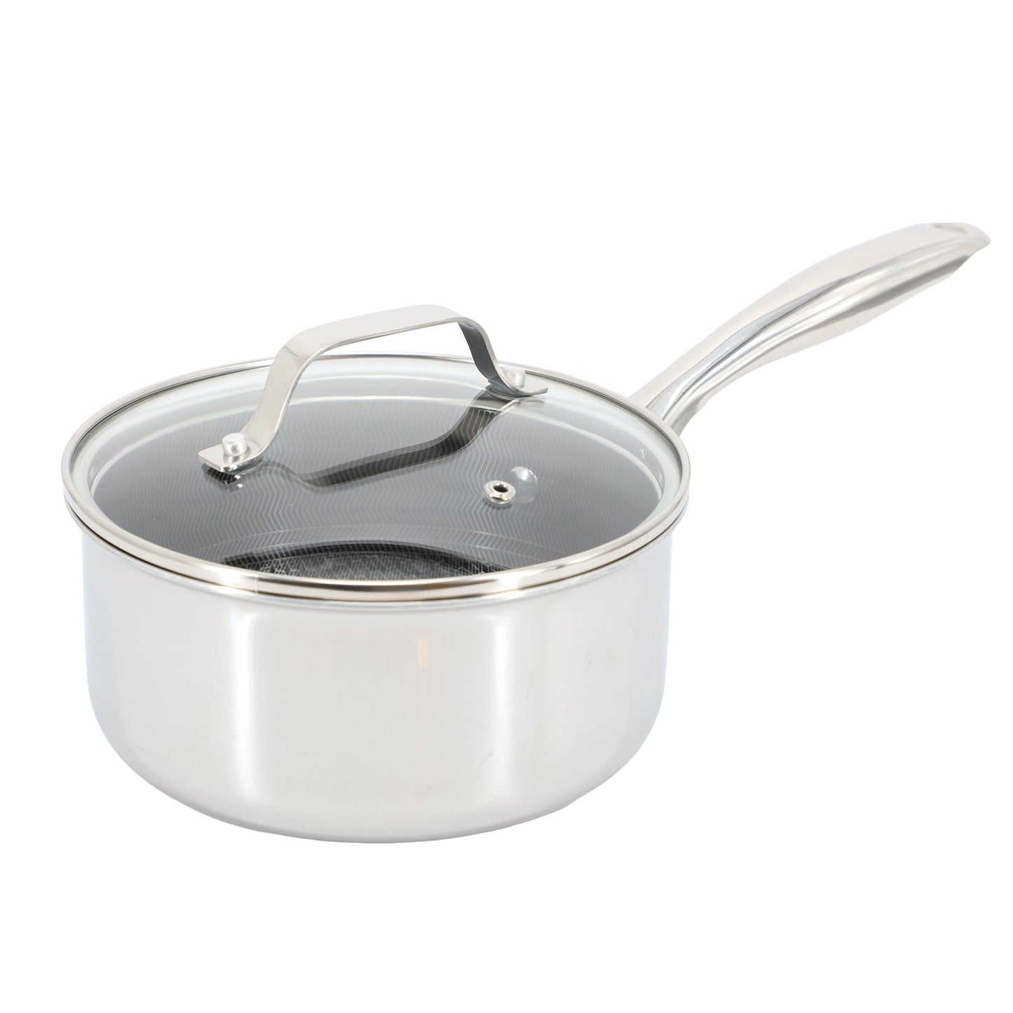 Oster Modessa 2.5 Quart Nonstick Triply Stainless Steel Saucepan and Lid with Honeycomb Design in Silver LuxuryLifeWay Online Store