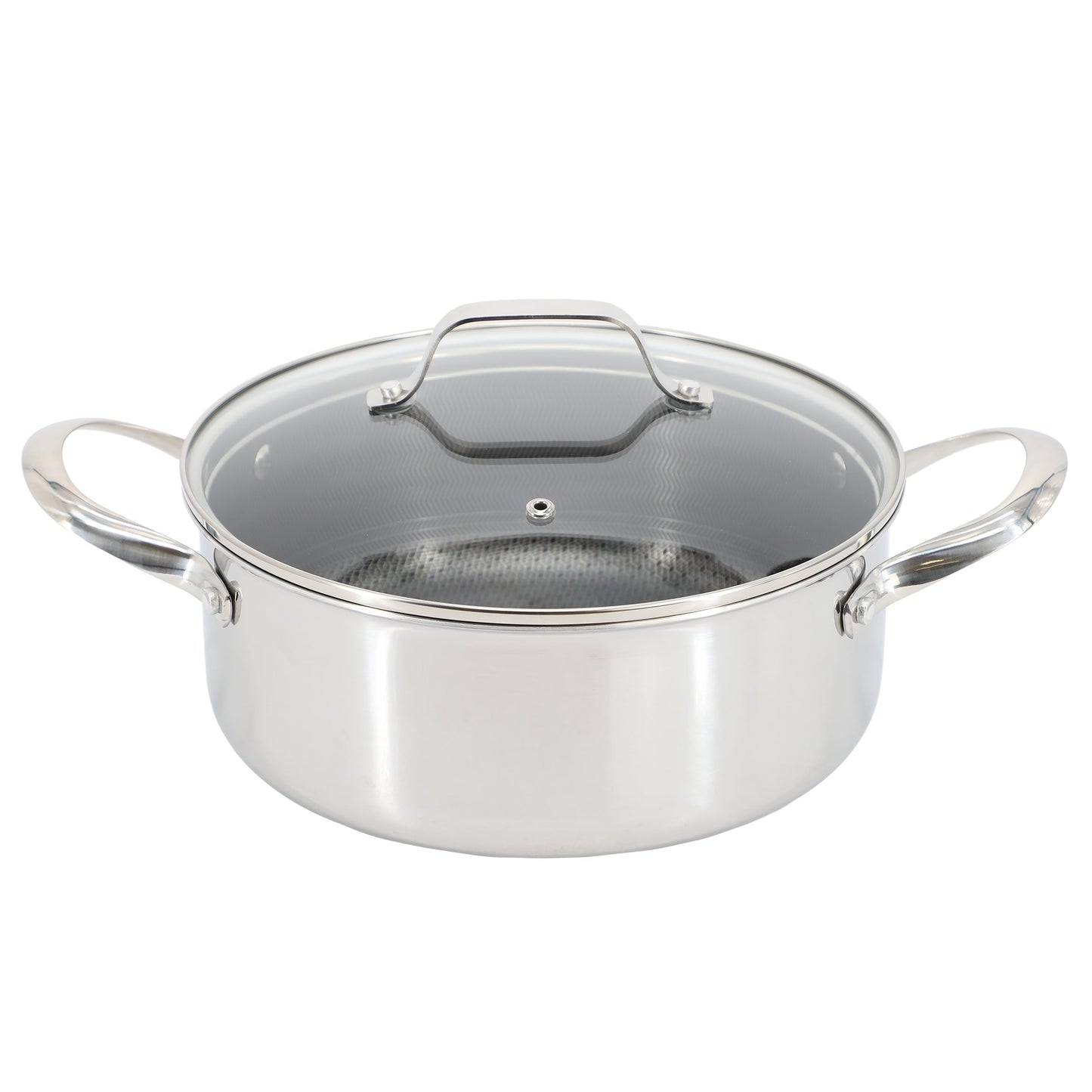 Oster Modessa 4.5 Quart Nonstick Triply Stainless Steel Dutch Oven with Honeycomb Design in Silver LuxuryLifeWay Online Store