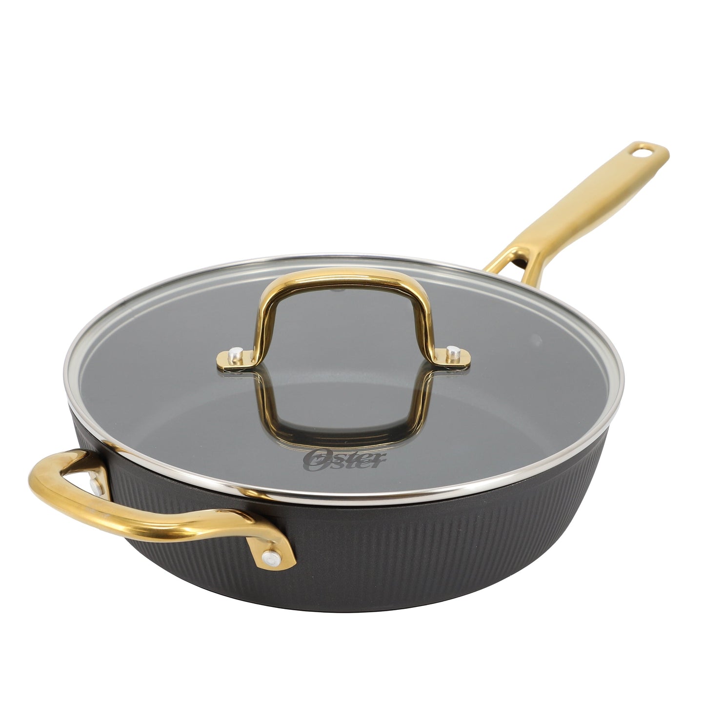 Oster Abbottsford 4 Quart Nonstick Aluminum Saute Pan with Glass Lid in Black LuxuryLifeWay Online Store