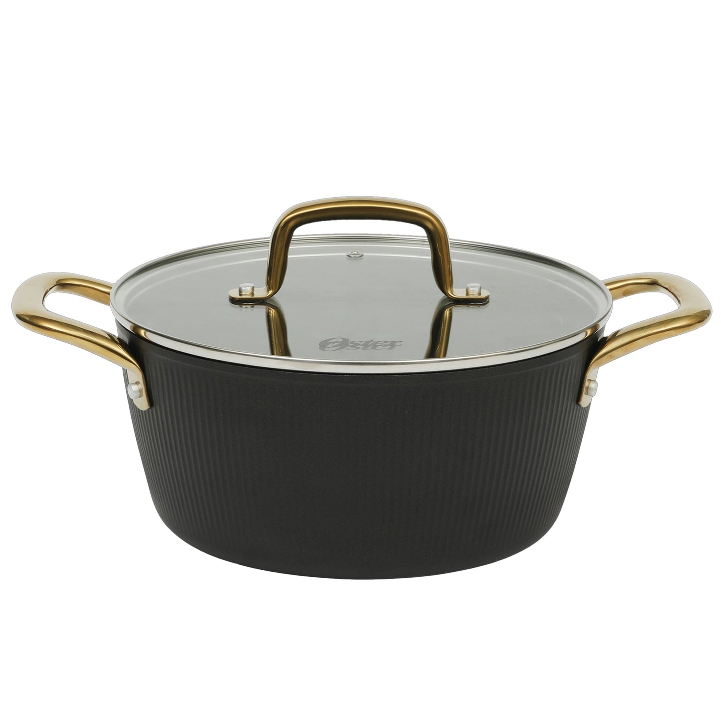 Oster Abbottsford 7 Quart Nonstick Aluminum Dutch Oven with Glass Lid in Black LuxuryLifeWay Online Store