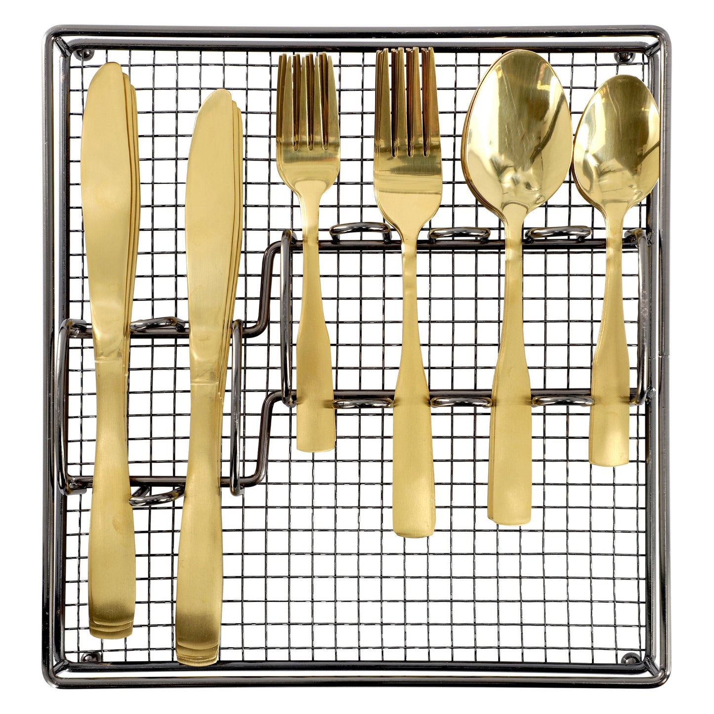Gibson Home Abbeville 41 Piece Stainless Steel Flatware Set in Gold with Wire Caddy LuxuryLifeWay Online Store