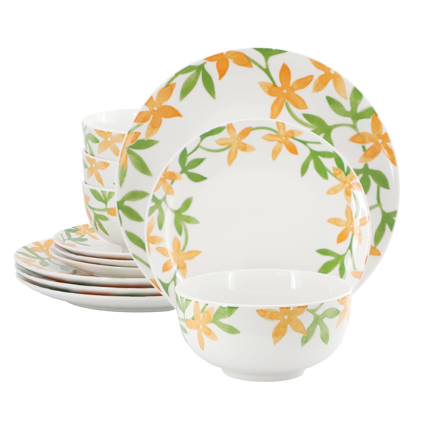 Gibson Home Surrey Hill 12 Piece Round Fine Ceramic Dinnerware Set in White LuxuryLifeWay Online Store