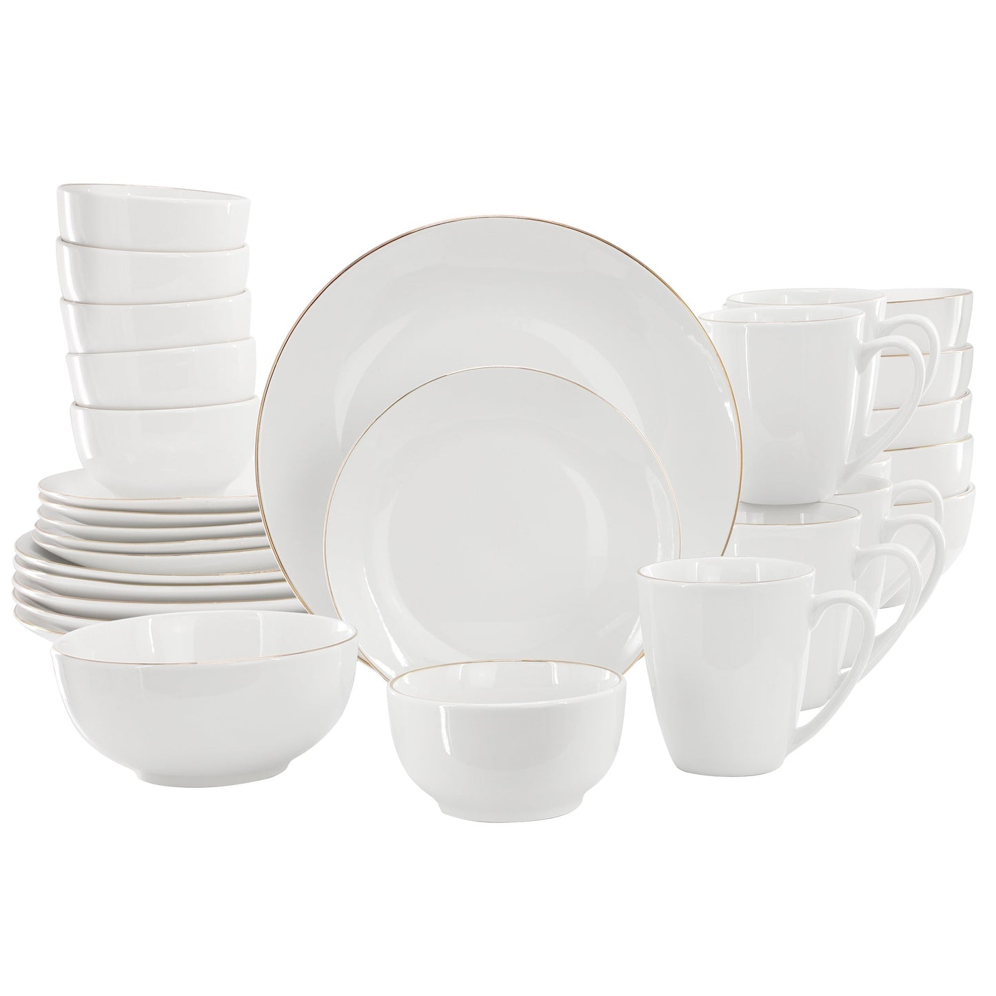 Gibson Home Ogalla 30 Piece Gold Banded Fine Ceramic Dinnerware Set LuxuryLifeWay Online Store