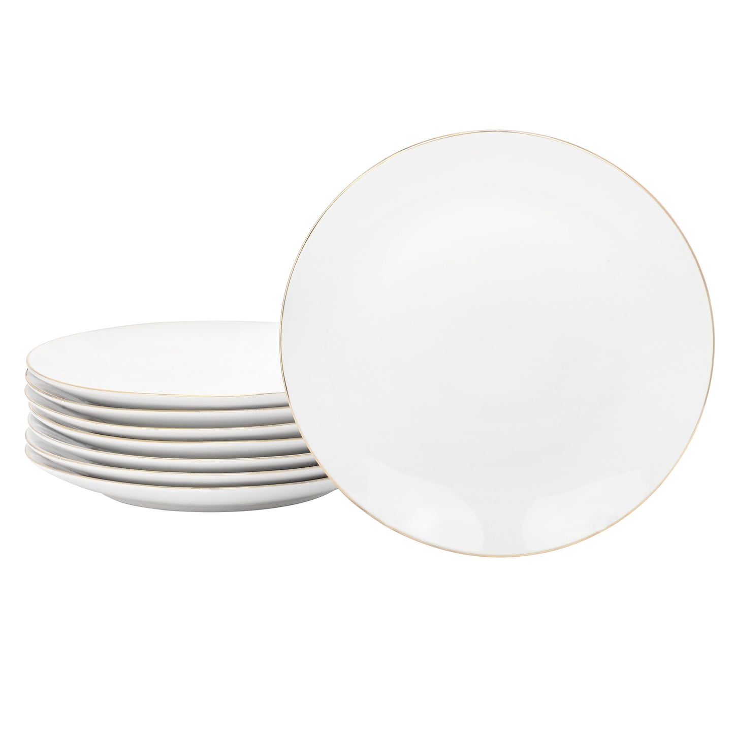 Gibson Home Ogalla 8 Piece 7.5 Inch Gold Banded Fine Ceramic Dessert Plate Set LuxuryLifeWay Online Store