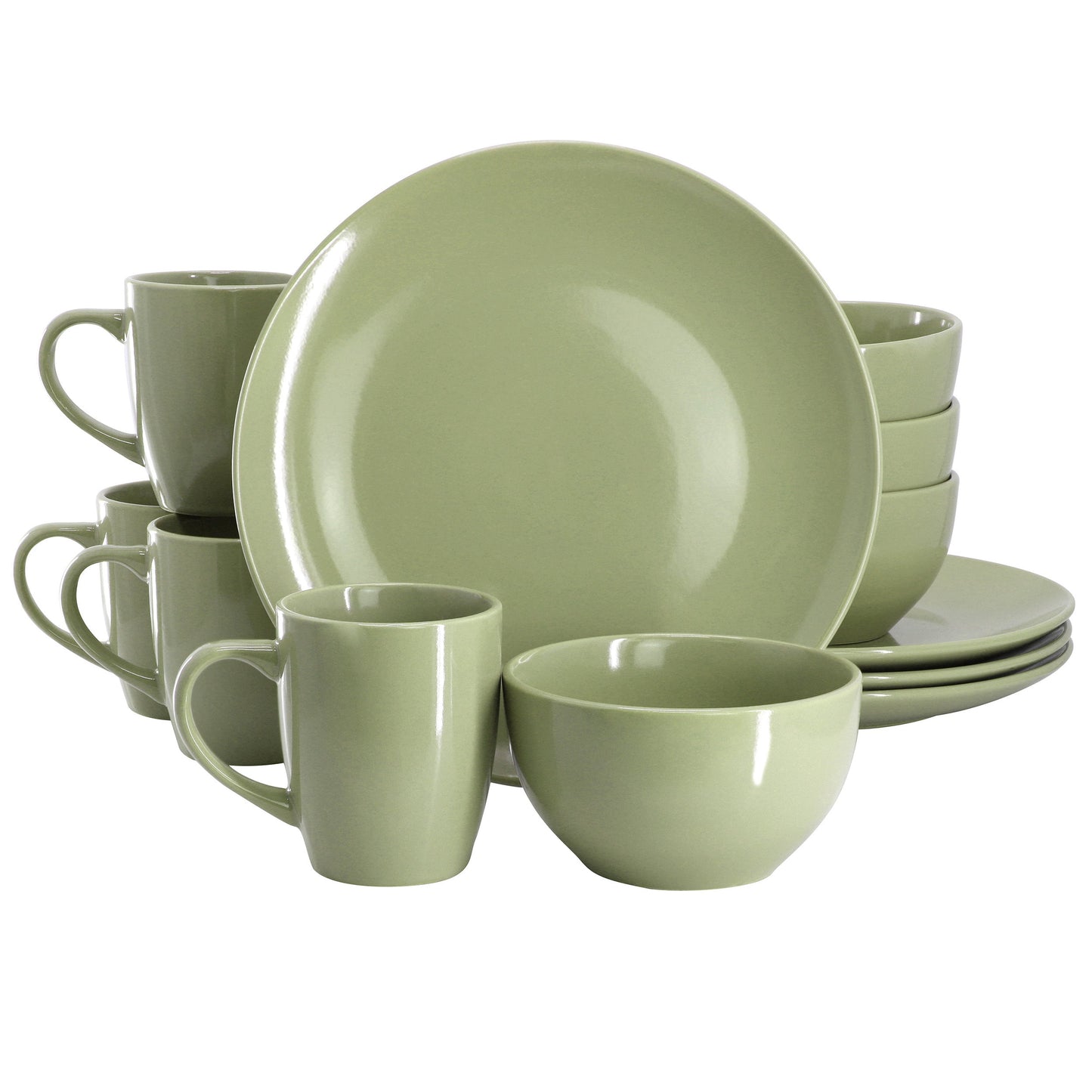 Gibson Home Everyday Plus 12 Piece Stoneware Dinnerware Set in Sage Green LuxuryLifeWay Online Store