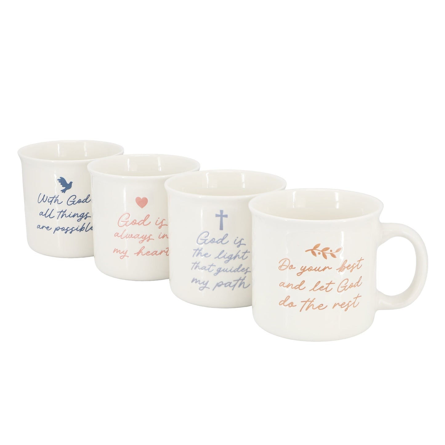 Gibson Home Daily Wisdom 4 Piece Assorted 21 Ounce Stoneware Mug Set in White LuxuryLifeWay Online Store