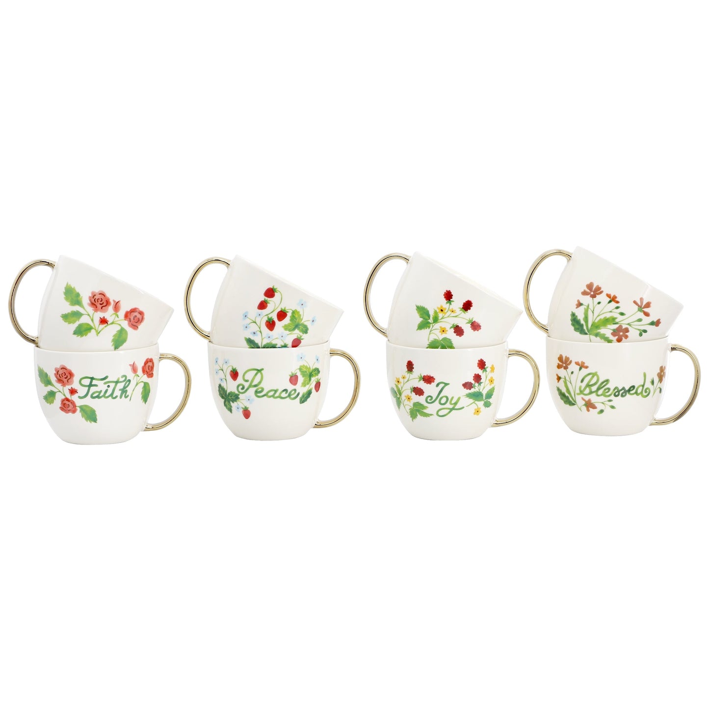 Gibson Home Inspired Gardens 8 Piece 17.5 Ounce Ceramic Assorted Mug Set LuxuryLifeWay Online Store