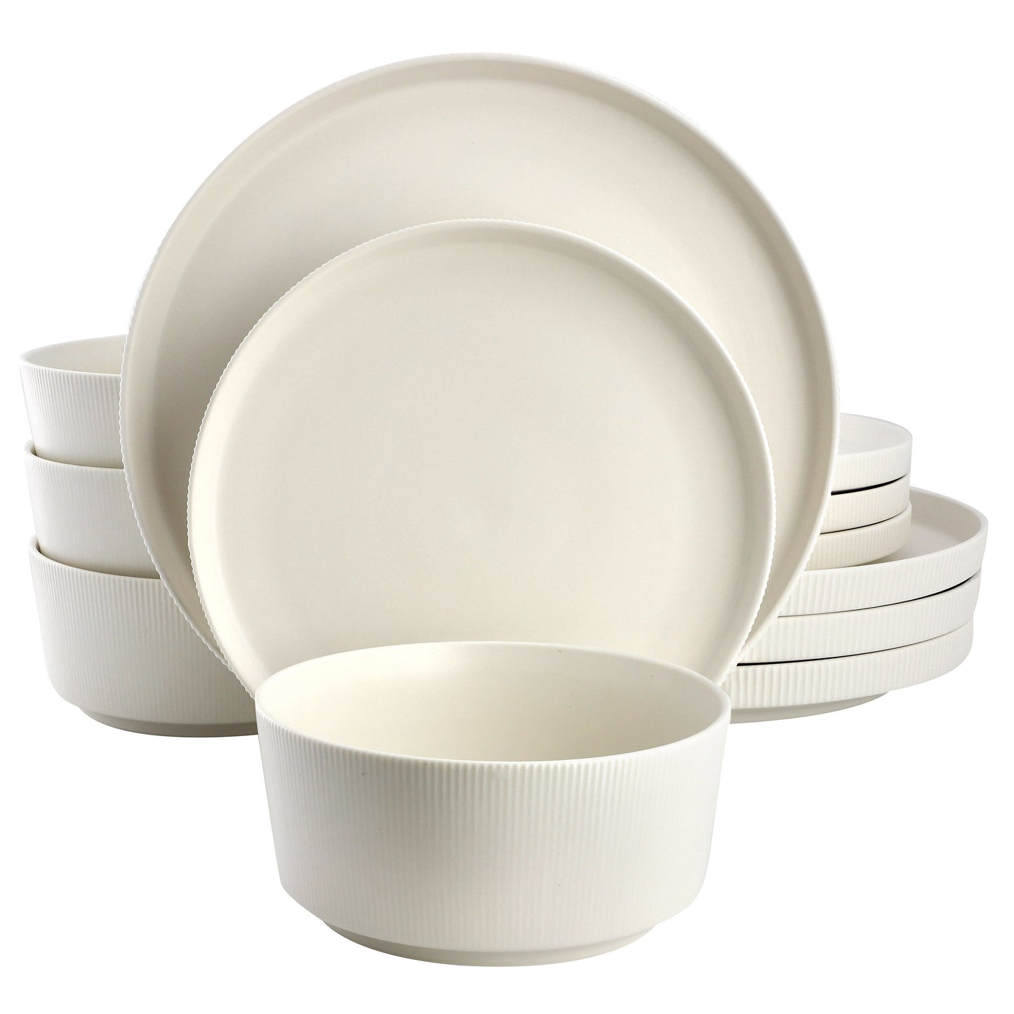 Gibson Home Dempsey Road 12 Piece Stoneware Dinnerware Set in Off-White LuxuryLifeWay Online Store