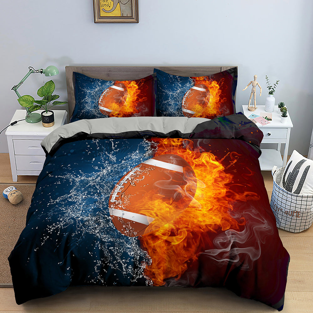 Cross-border Three-piece Bed Set Home Textile Four-piece Set Basketball Quilt Cover Thick Twill Wish