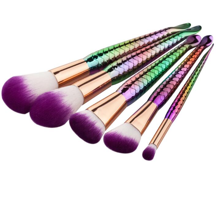 5 mermaid makeup brushes set beauty tools makeup fish type powder brush CJD