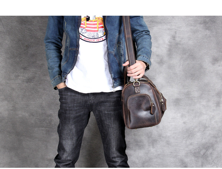 First layer leather big travel bag