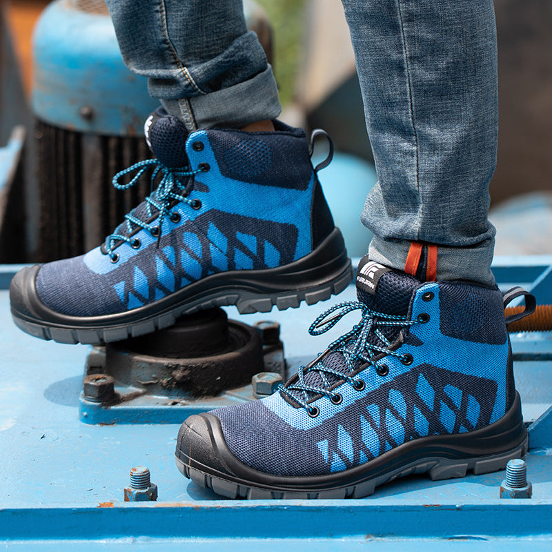 Anti - Hit Anti - Piercing Labor Protection Shoes High Help Fly Woven Best YouTube Store