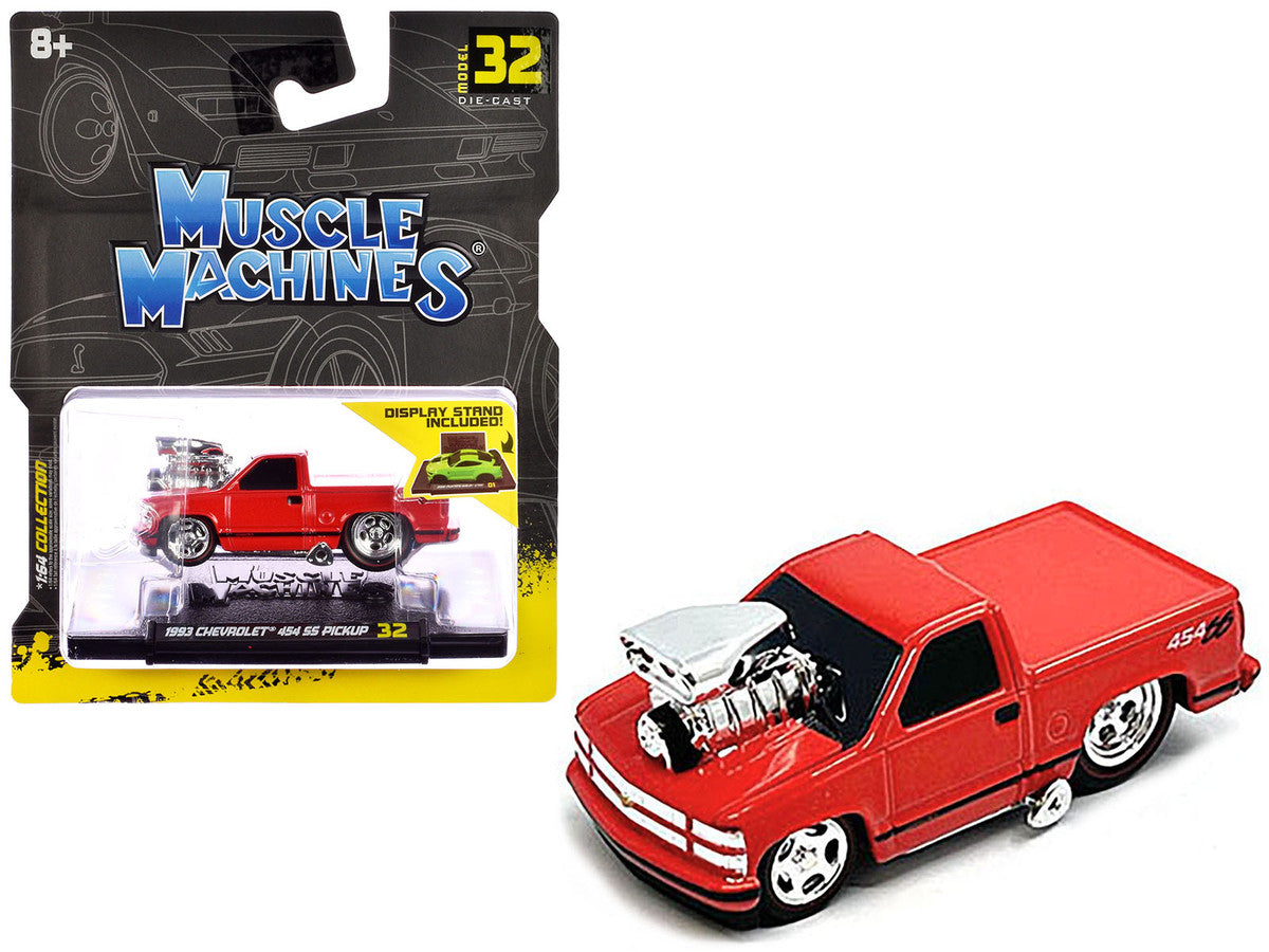 1993 Chevrolet 454 SS Pickup Truck Red 1/64 Diecast Model Car by Muscle Machines LuxuryLifeWay Online Store