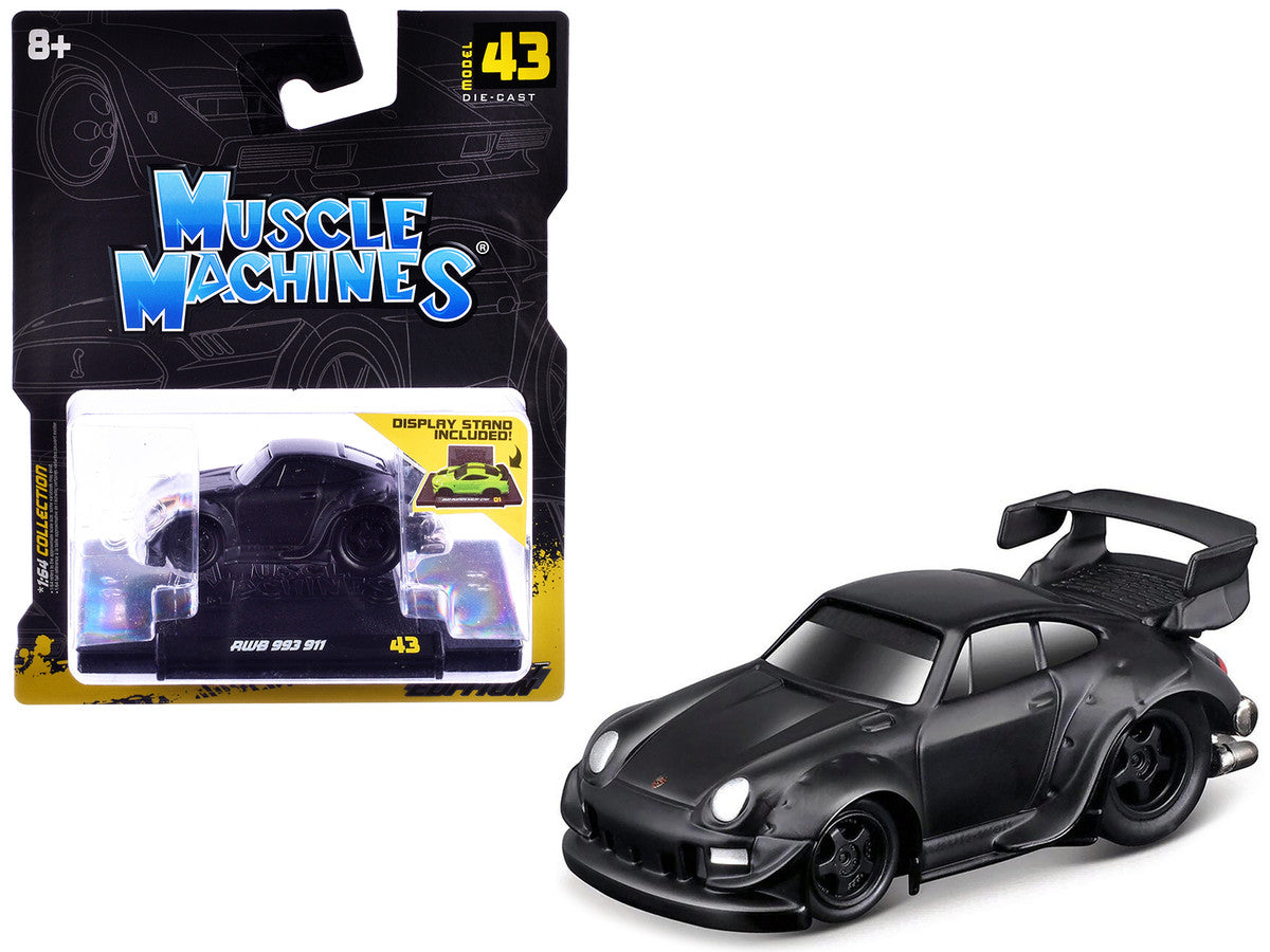 RWB 993 911 Matt Black 1/64 Diecast Model Car by Muscle Machines LuxuryLifeWay Online Store