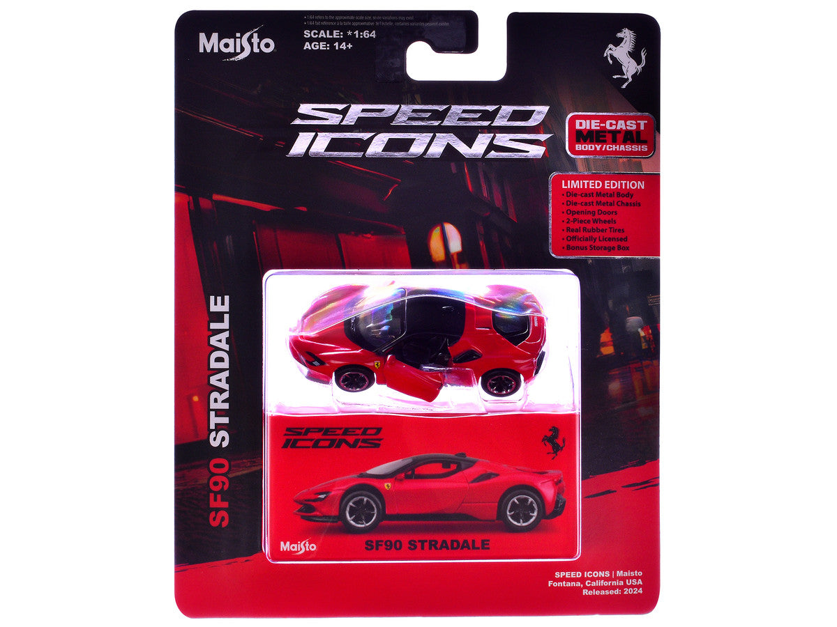 Ferrari SF90 Stradale Red with Black Top "Speed Icons" Series 1/64 Diecast Model Car by Maisto LuxuryLifeWay Online Store