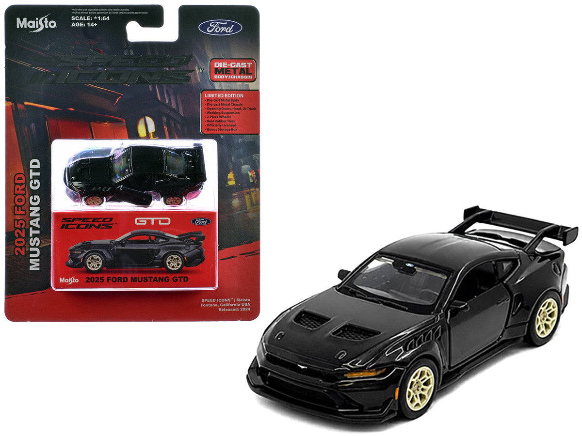 2025 Ford Mustang GTD Black Metallic "Speed Icons" Series 1/64 Diecast Model Car by Maisto LuxuryLifeWay Online Store
