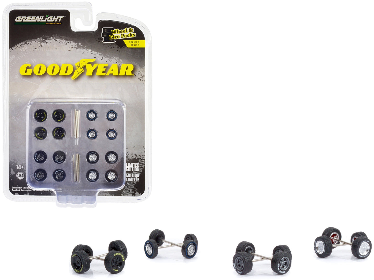 "Goodyear" Wheels and Tires Multipack Set of 24 pieces "Wheel & Tire Packs" Series 6 1/64 Scale Models by Greenlight LuxuryLifeWay Online Store