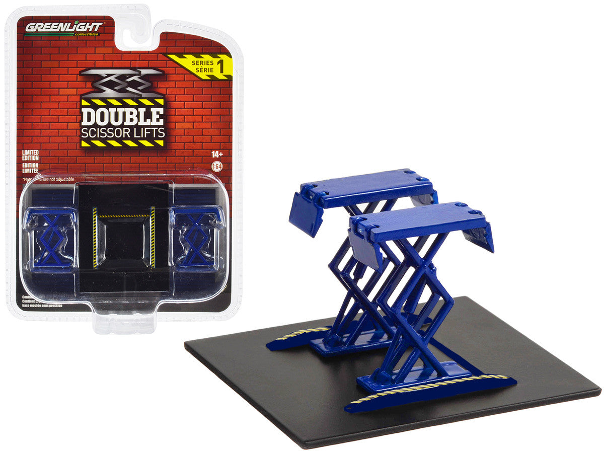 Automotive Double Scissor Lift Blue "Double Scissor Lifts" Series 1 1/64 Diecast Model by Greenlight LuxuryLifeWay Online Store