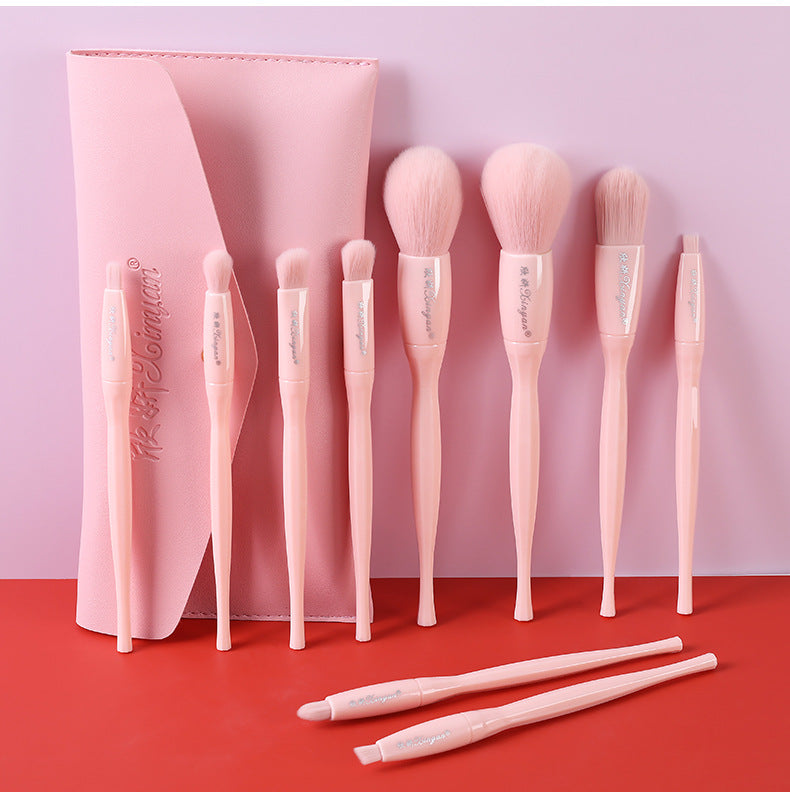 Makeup Brush Set 10 Candy Color Eyeshadow Blush Loose Powder High Gloss Repair Brush Foundation Beauty Tools Full Set CJD2