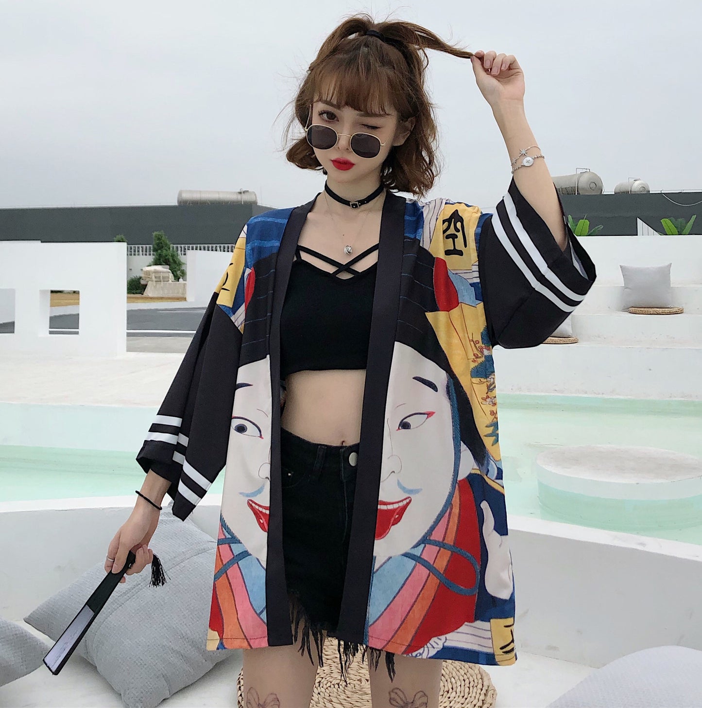 Summer New Chinese Style Personality Ins Exaggerated Pattern Sunscreen Clothing Loose Cardigan Kimono Men And Women Jackets CJD