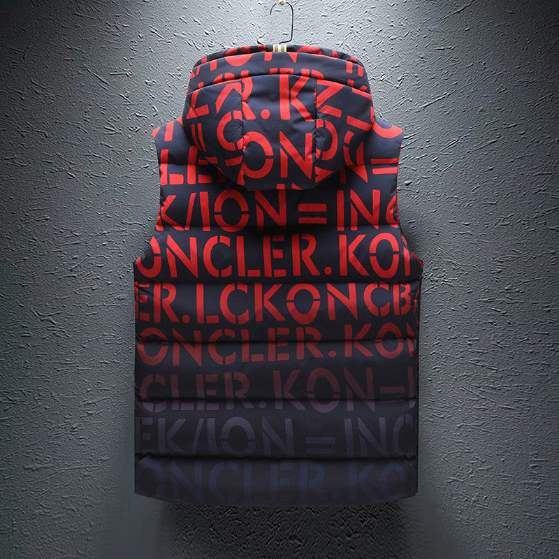 Warm Padded Vest Vest Trendy Waistcoat Letter Gradient Jacket CJD