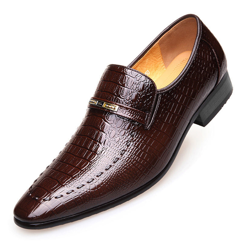 Ov Shoes 3195 Crocodile-Print Men's Leather Shoes Large Size Low-Help Men's Casual Single Shoes Embossed Leather Shoes Men Best YouTube Store