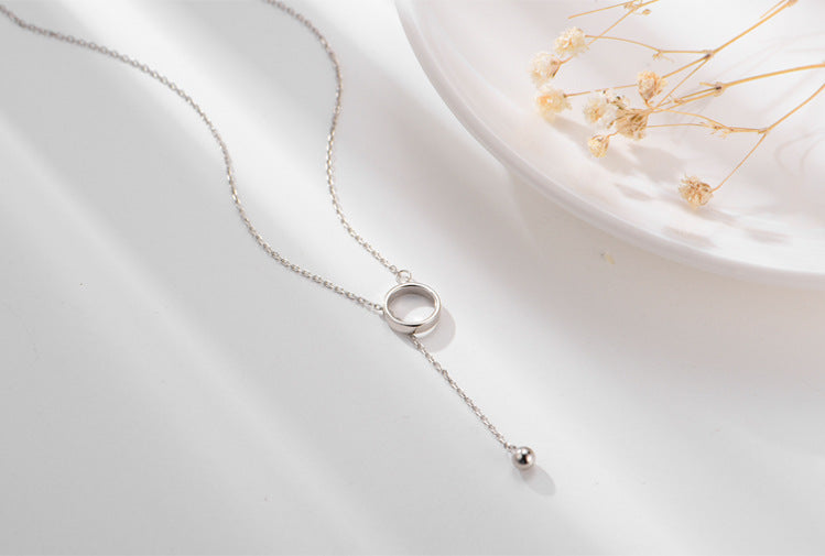 S925 Silver Circle Tassel Necklace LadyShow.Store
