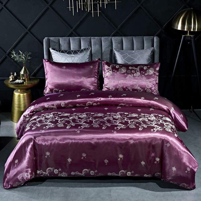 European Style Satin Jacquard Bedding Set Quilt Cover And Pillowcase