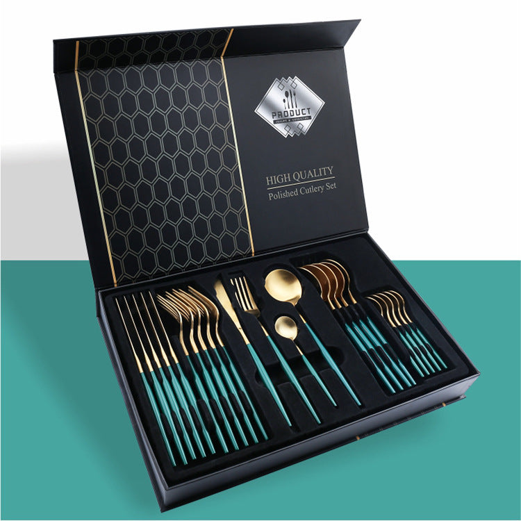 24 Piece Set Of 304 Stainless Steel Knife Gift Box LadyShow.Store