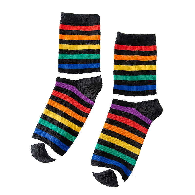 Autumn and winter new ladies in the tube socks candy-colored pinstripes cotton street skateboard tide socks high help women socks Best YouTube Store