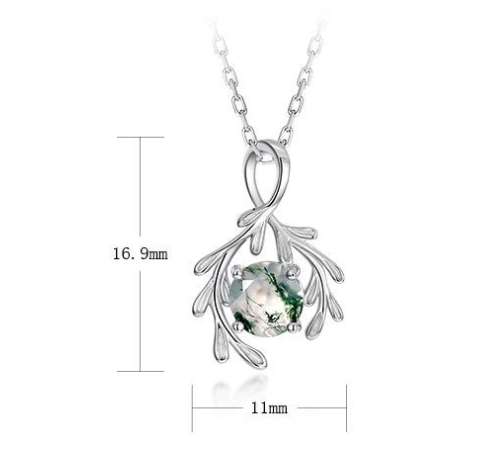 S925 Silver Green Moss Pendant LadyShow.Store