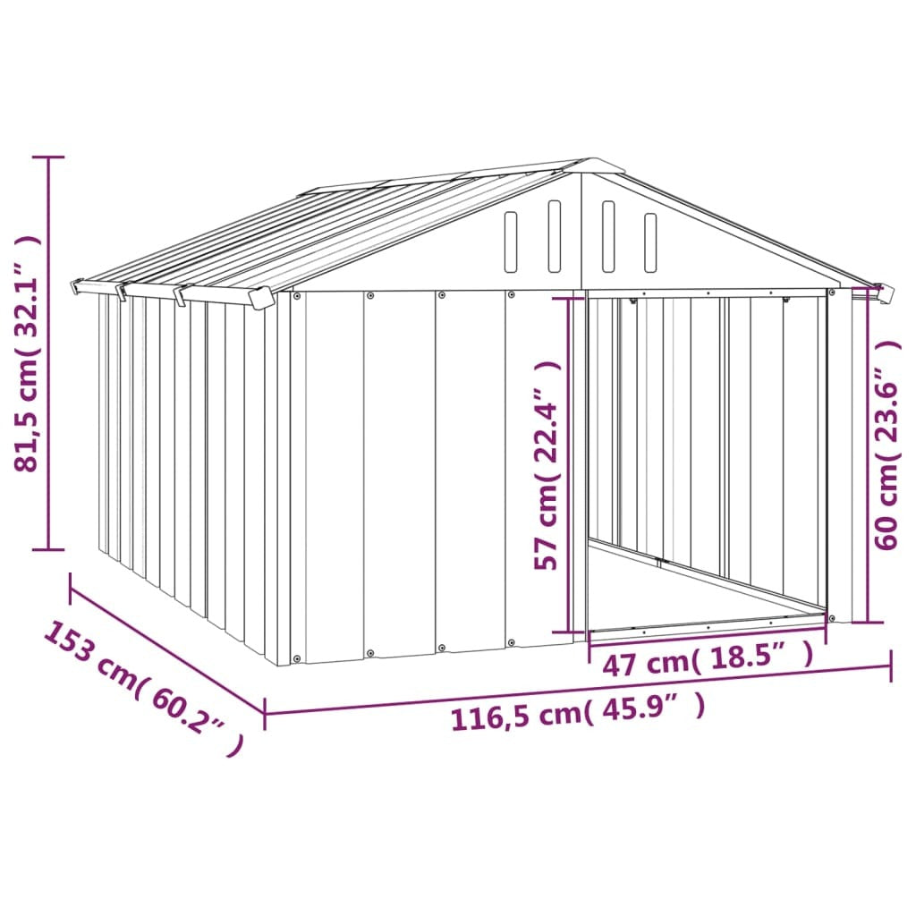 Dog House Gray 45.9"x60.2"x32.1" Galvanized Steel LuxuryLifeWay Online Store