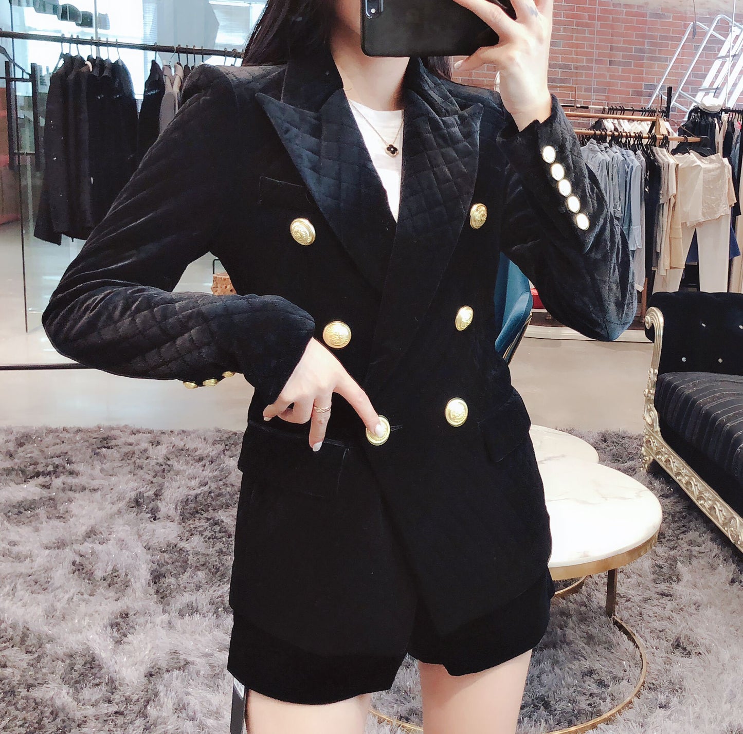 Velvet diamond retro small suit women