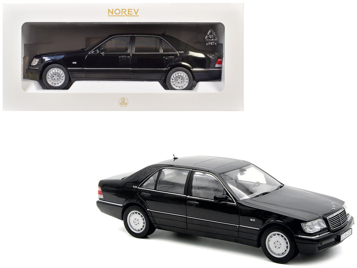1997 Mercedes-Benz S600 Obsidian Black Metallic 1/18 Diecast Model Car by Norev LuxuryLifeWay Online Store