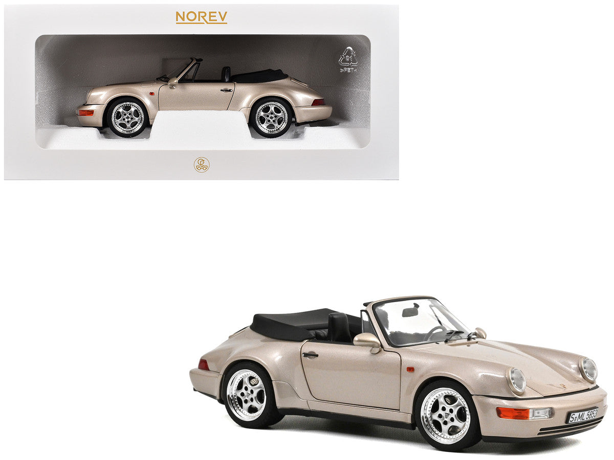 1992 Porsche 911 Carrera 2 Turbo Look Cabriolet Zermatt Silver Metallic 1/18 Diecast Model Car by Norev LuxuryLifeWay Online Store