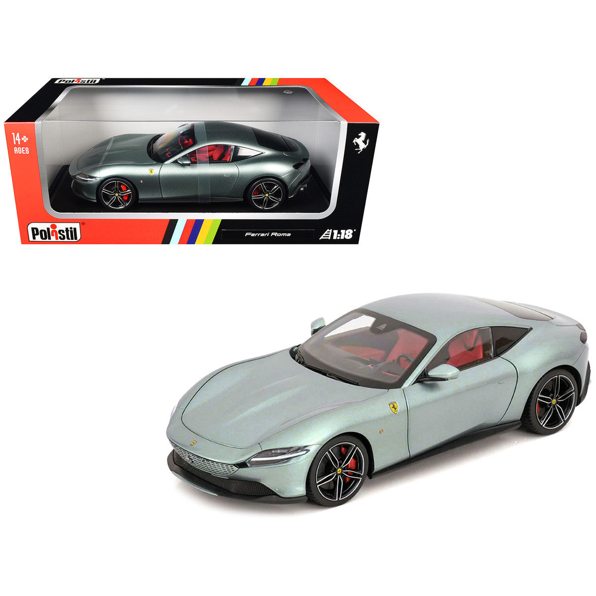 2019 Ferrari Roma Gray Metallic with Pink Interior 1/18 Diecast Model Car by Polistil LuxuryLifeWay Online Store
