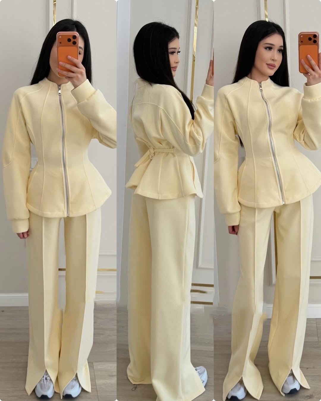 2026 Autumn High-End Light Luxury Chanel Style Outfit Two-Piece Set Solid Color Long-Sleeve Jacket European And American Amazon NorixaFashion.com
