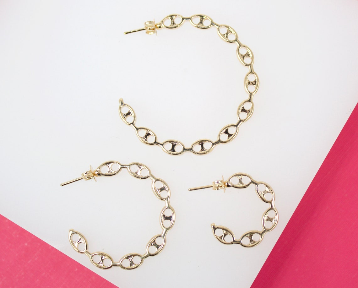 18K Gold Filled Mariner Style Open Hoop Earrings (K231, 232, 233) LuxuryLifeWay Online Store