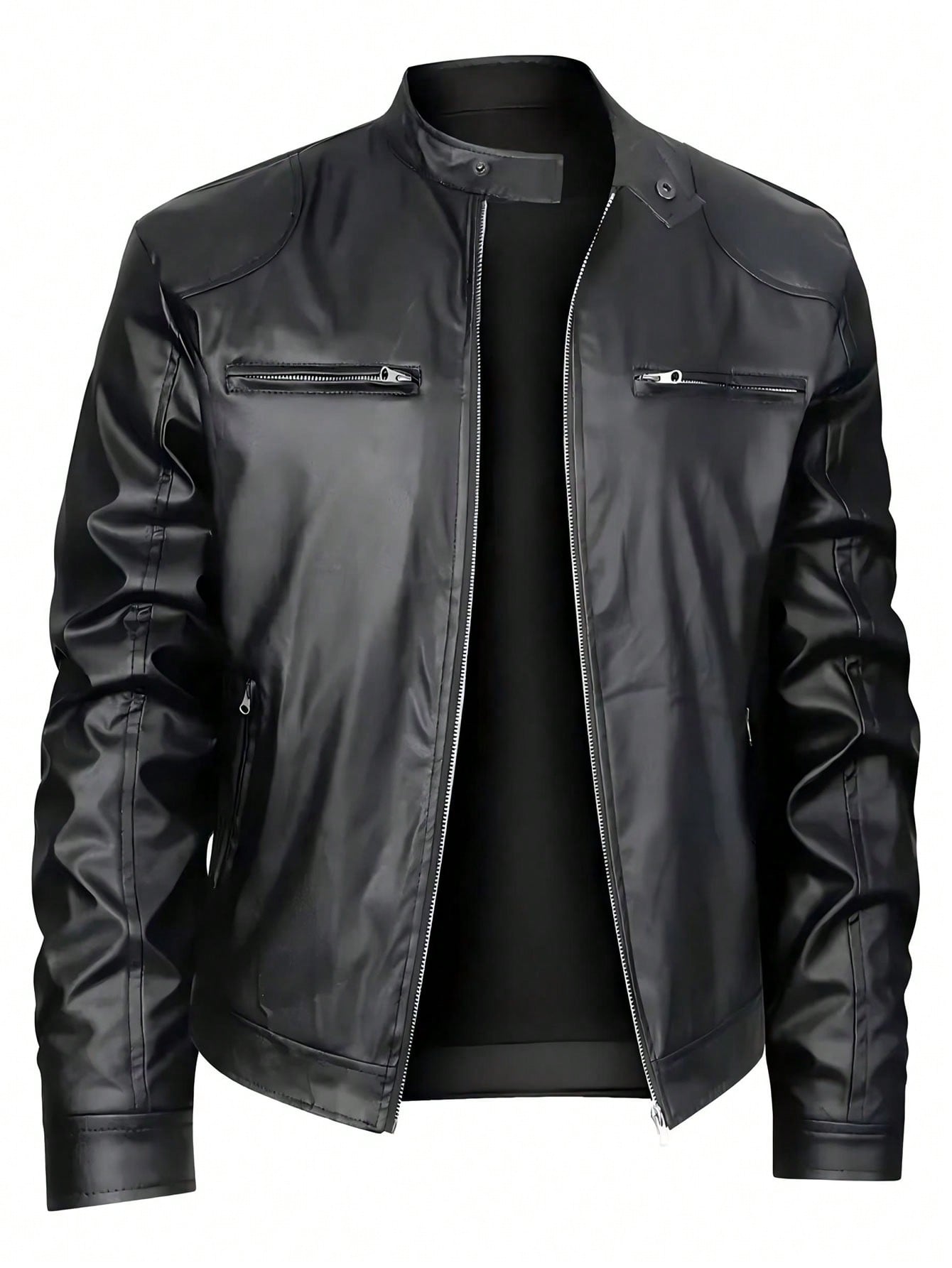 Men's Stand-up Collar Leather Jacket Business Casual Jacket LuxuryLifeWay Online Store