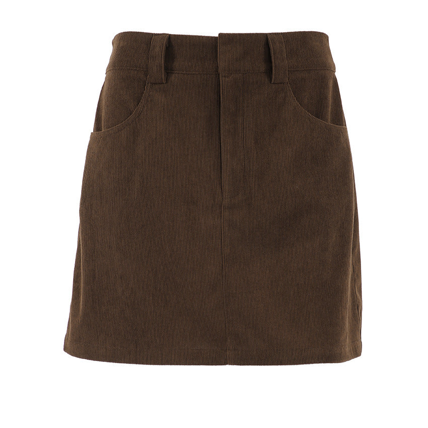 Retro Corduroy Casual Skirt For Women LadyShow.Store