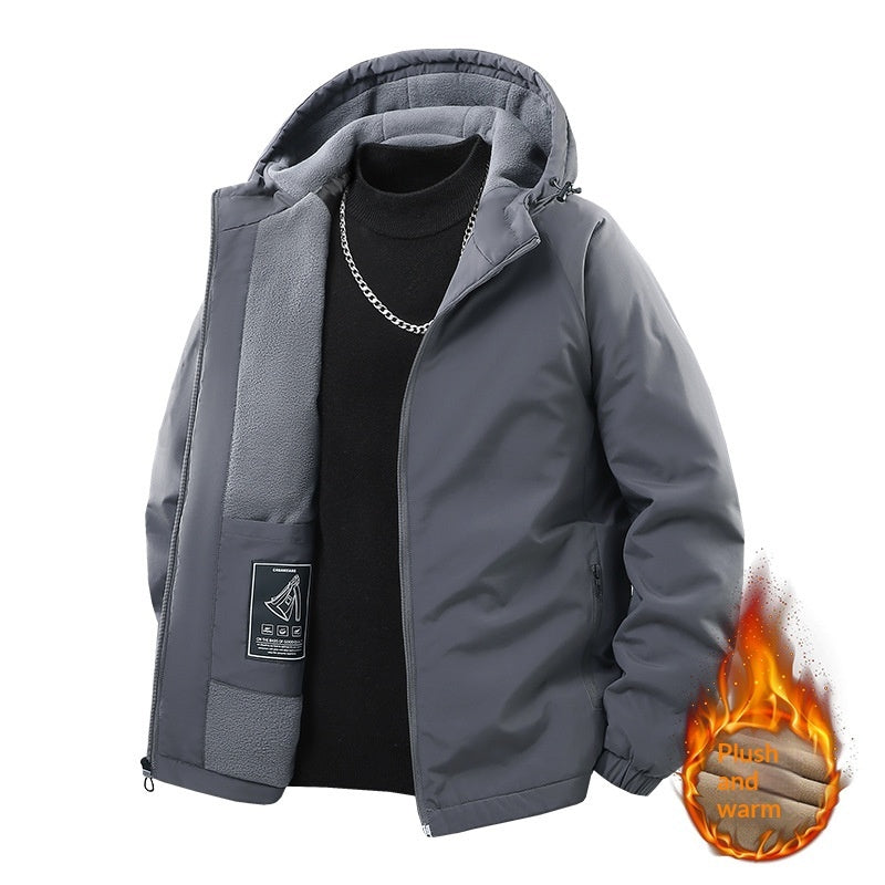 Men's Casual Fleece-lined Thick Hooded Jacket Best YouTube Store