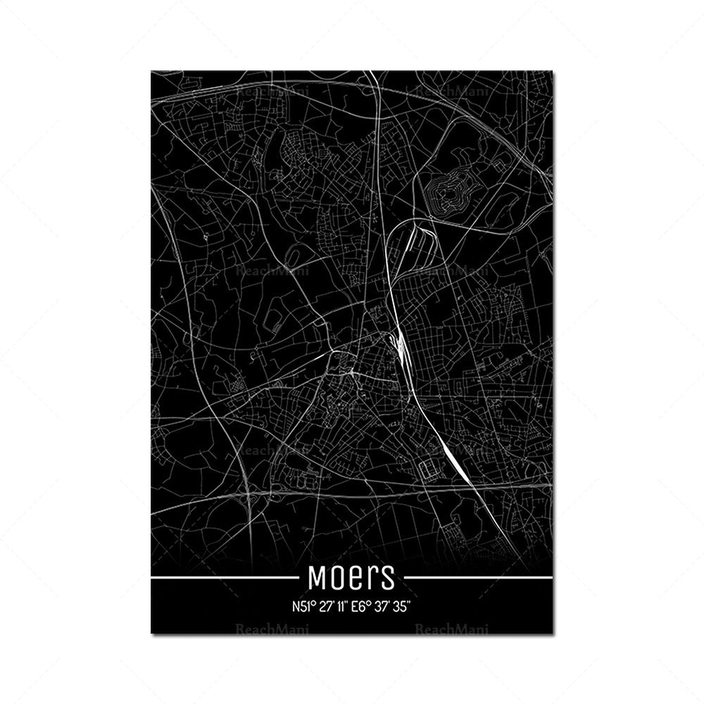 Map Black Line Poster Canvas Painting Home Decor Wall Art PearlNestDecor.com