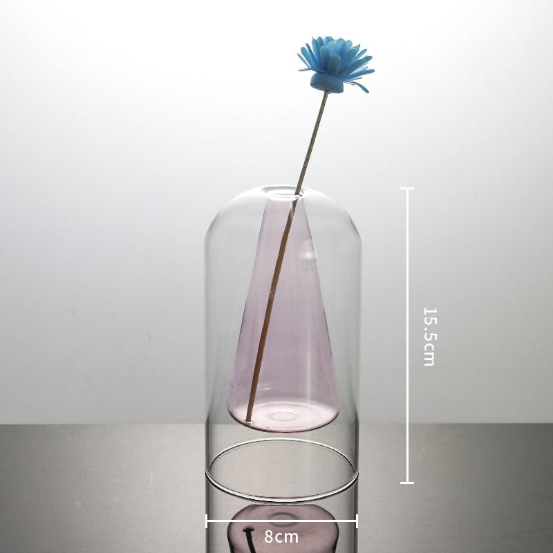 Vases Glass Vase Home Decor Room Decor Modern Wedding Decoration Hydroponic Flower Pot Double Glass Container Crafts Ornament PearlNestDecor.com