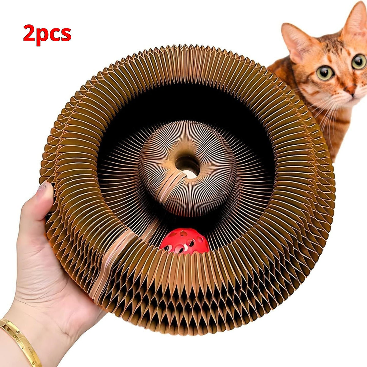 Cat Toy With Bells Accordion-style Scratching Post For Cats Pets Fashion