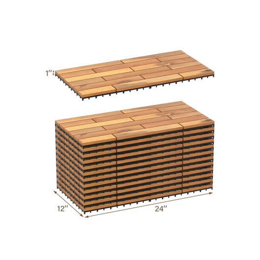 24 x 12 Inch 24 Pieces Acacia Wood Interlocking Deck Tiles with Waterproof Design LuxuryLifeWay Online Store