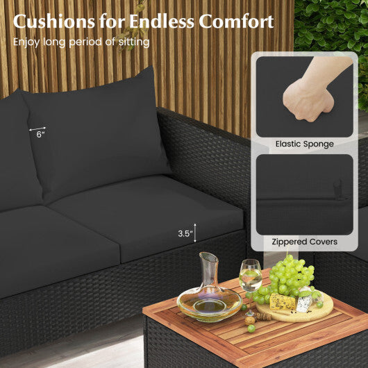 8 Pieces Outdoor Conversation Set with Storage Coffee Table-Black LuxuryLifeWay Online Store