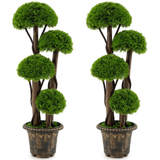 3 FT Artificial Cypress Topiary Tree Set of 2 Realistic Greenery Plant with Spiral Vines LuxuryLifeWay Online Store