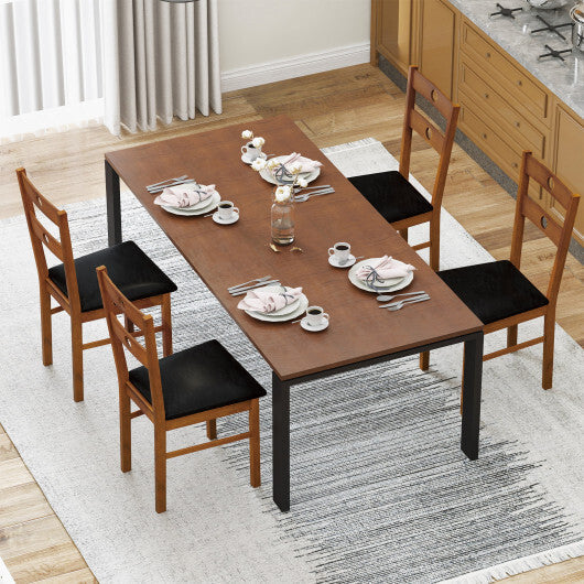 Wooden Dining Chairs Set of 4 Armless Kitchen Chairs with Hollowed Backrest-White LuxuryLifeWay Online Store
